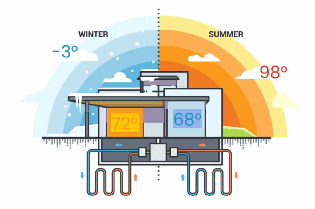 Graphic representation of a heat pump